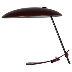 Mid-Century Modern Table Lamp in Red Lacquered Metal Italian Manufacture 1950s