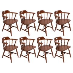 Set of Eight Mid Century Dark Brown Beechwood Bonanza Chairs, Europe, 1960s