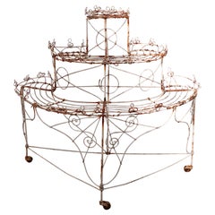Three Tier French Style  Semi Circular Wire Plant Stand 