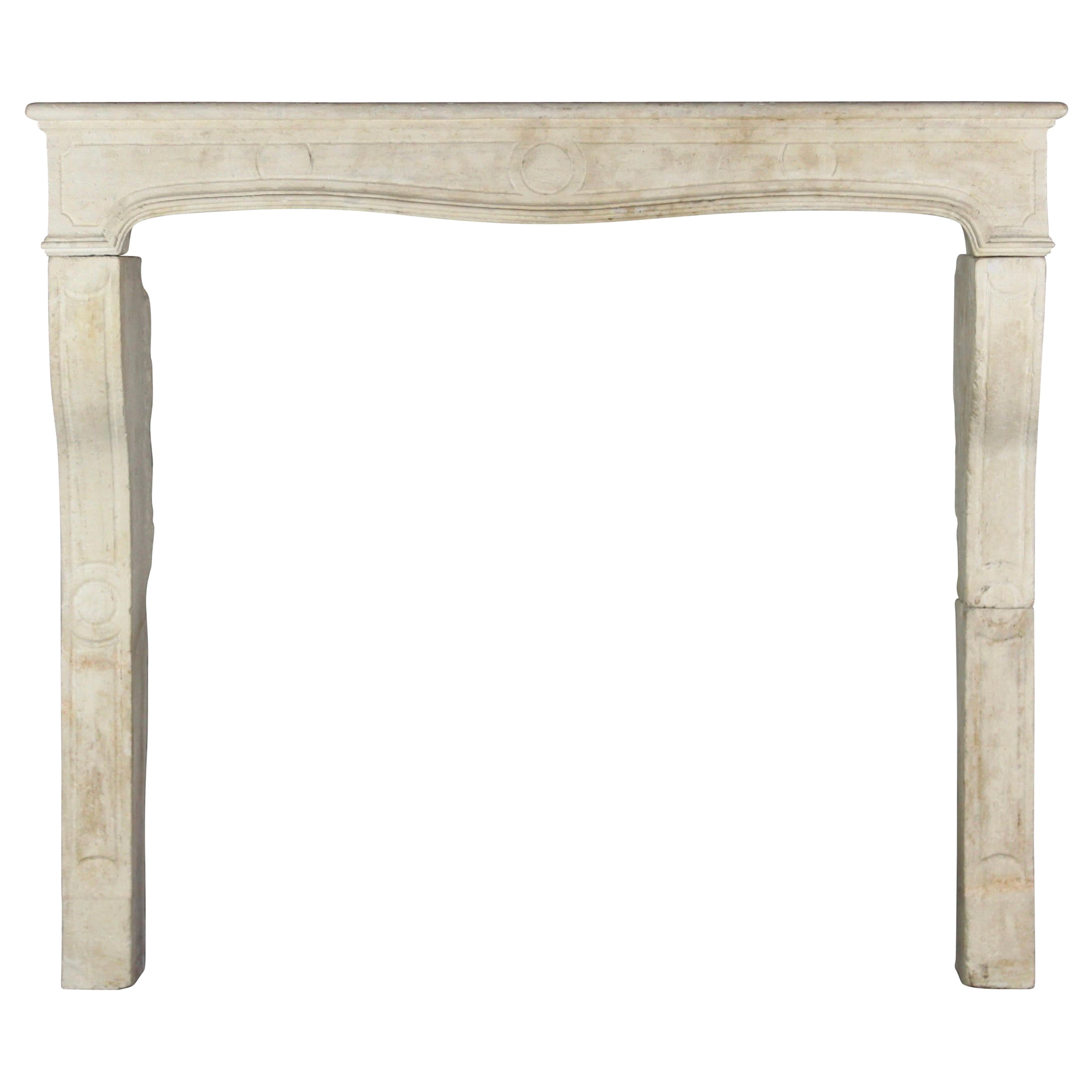 Grand and Timeless Beige French Limestone Fireplace Mantle For Sale