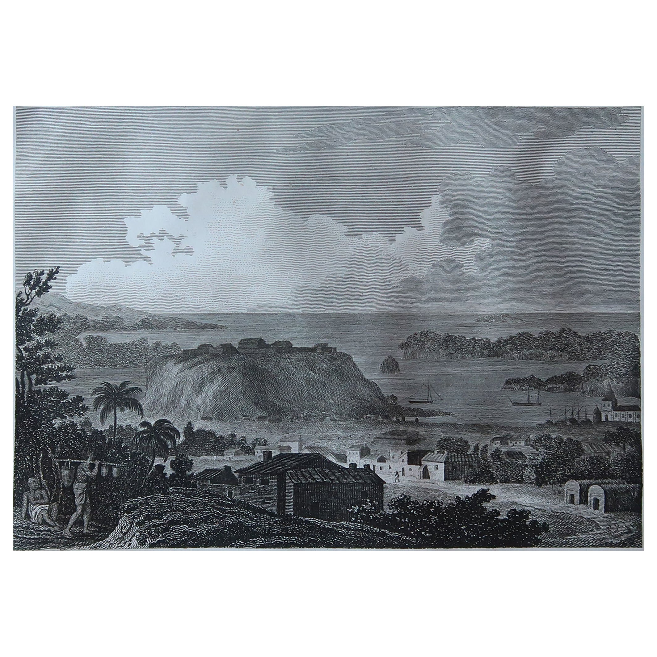 Original Antique Print of Acapulco, Mexico, Dated 1805 For Sale