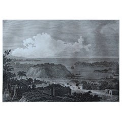 Impression ancienne d'origine d'Acapulco, Mexique, datée de 1805