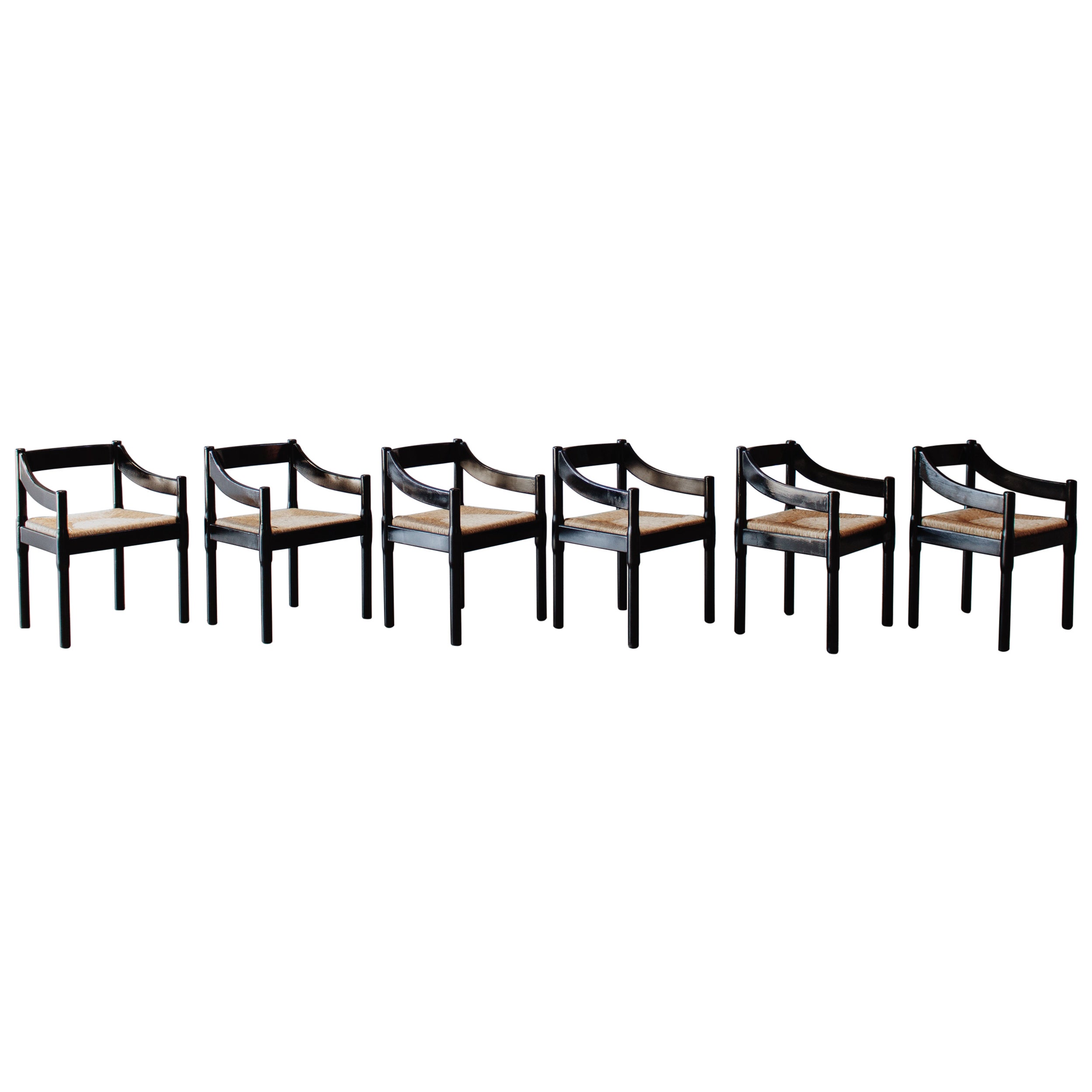 Vico Magistretti "Carimate" Dining Chairs for Cassina, 1960, Set of 6 For Sale