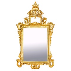 Monumental miroir décoratif italien rococo vintage en bois doré, 20ème siècle