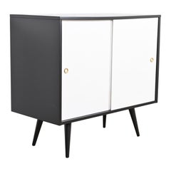 Retro Paul McCobb Planner Group Black and White Lacquered Credenza or Record Cabinet
