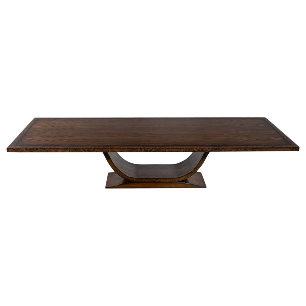 Custom Handcrafted Modern Art Deco Style Walnut Dining Table For Sale