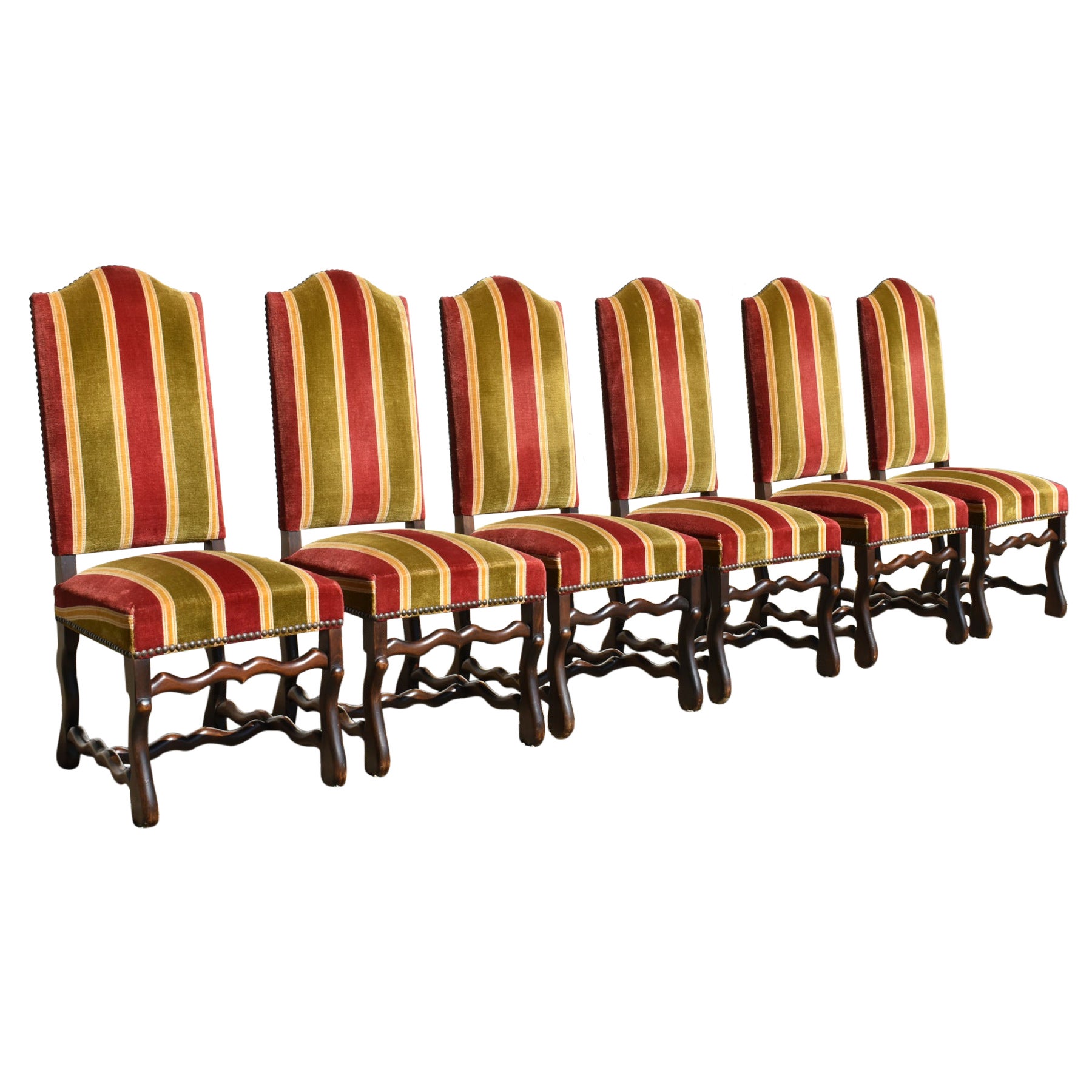 Ensemble de 6 chaises de salle à manger Os De Mouton de style Louis XIII en hêtre