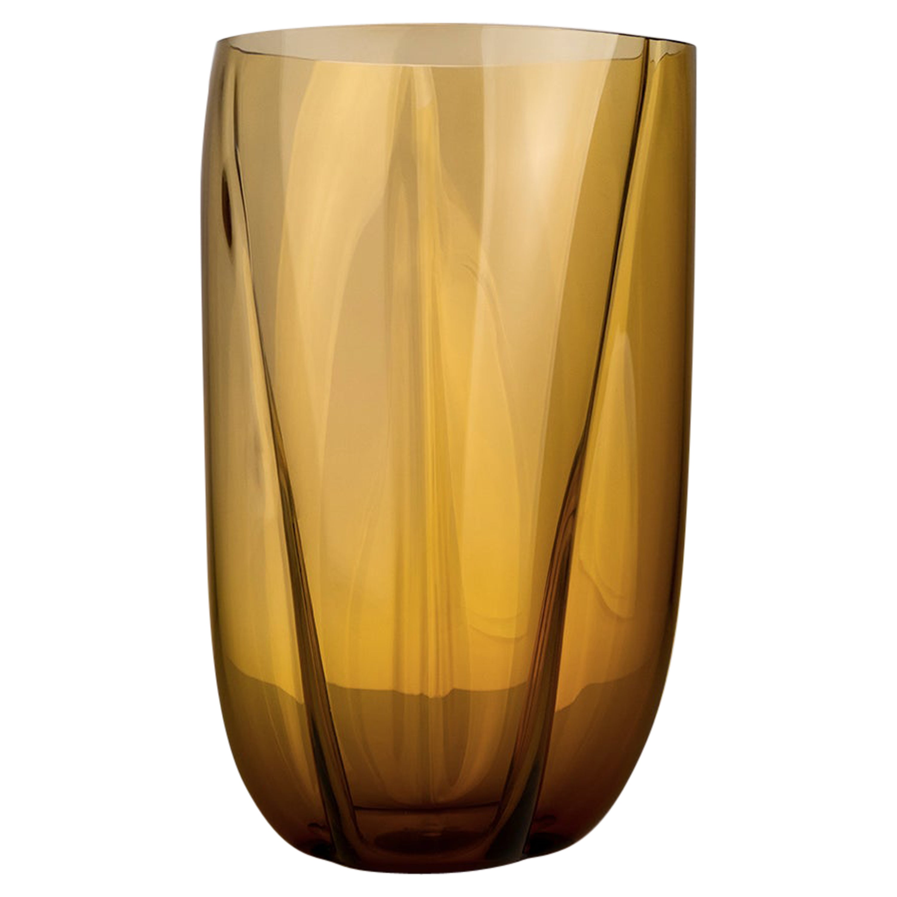 21st Century Alessandro Mendini Murano Glass Petalo Large Vase Amber For Sale