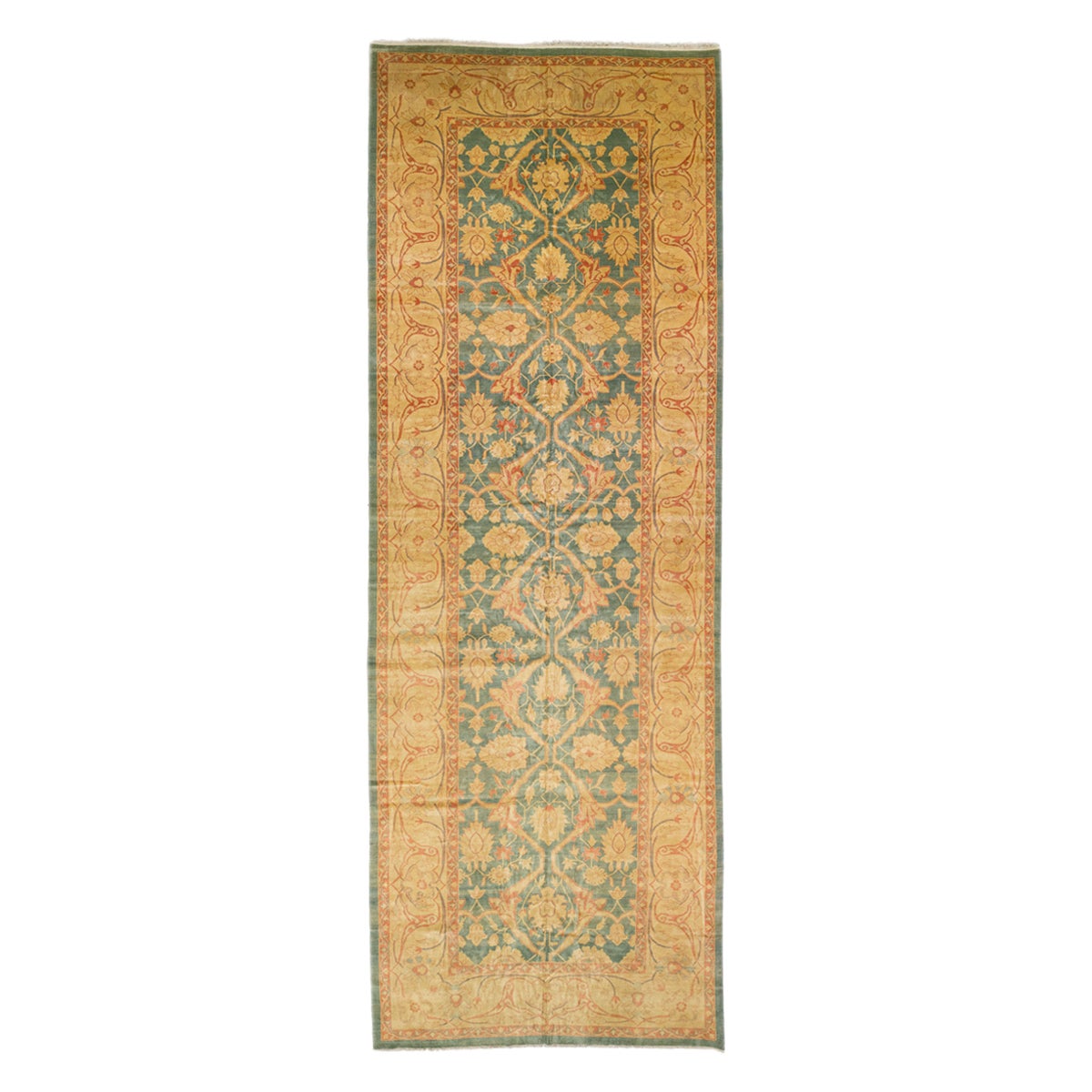 Modern Sultanabad Handmade Floral Motif Persian Long Wool Rug For Sale