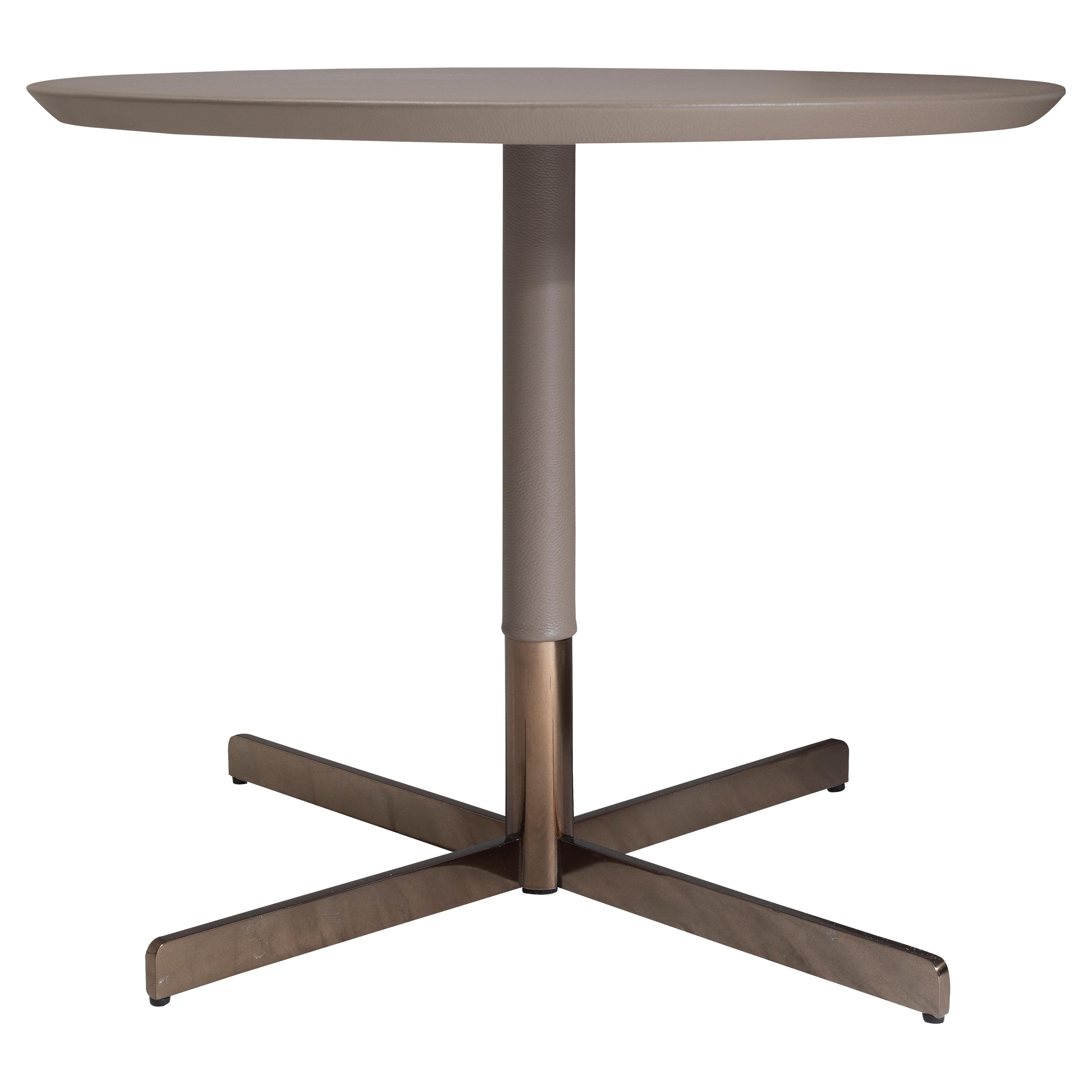 Modern Round Leather Coffee Table, Leatherella