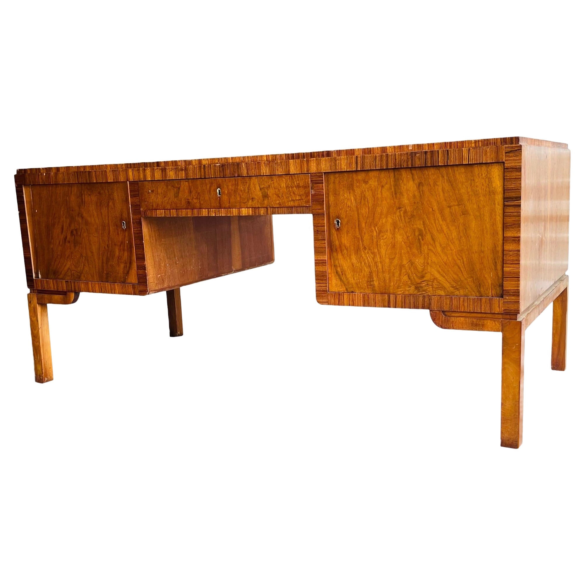 Art Deco Style Executive Desk in Ziricote For Sale at 1stDibs