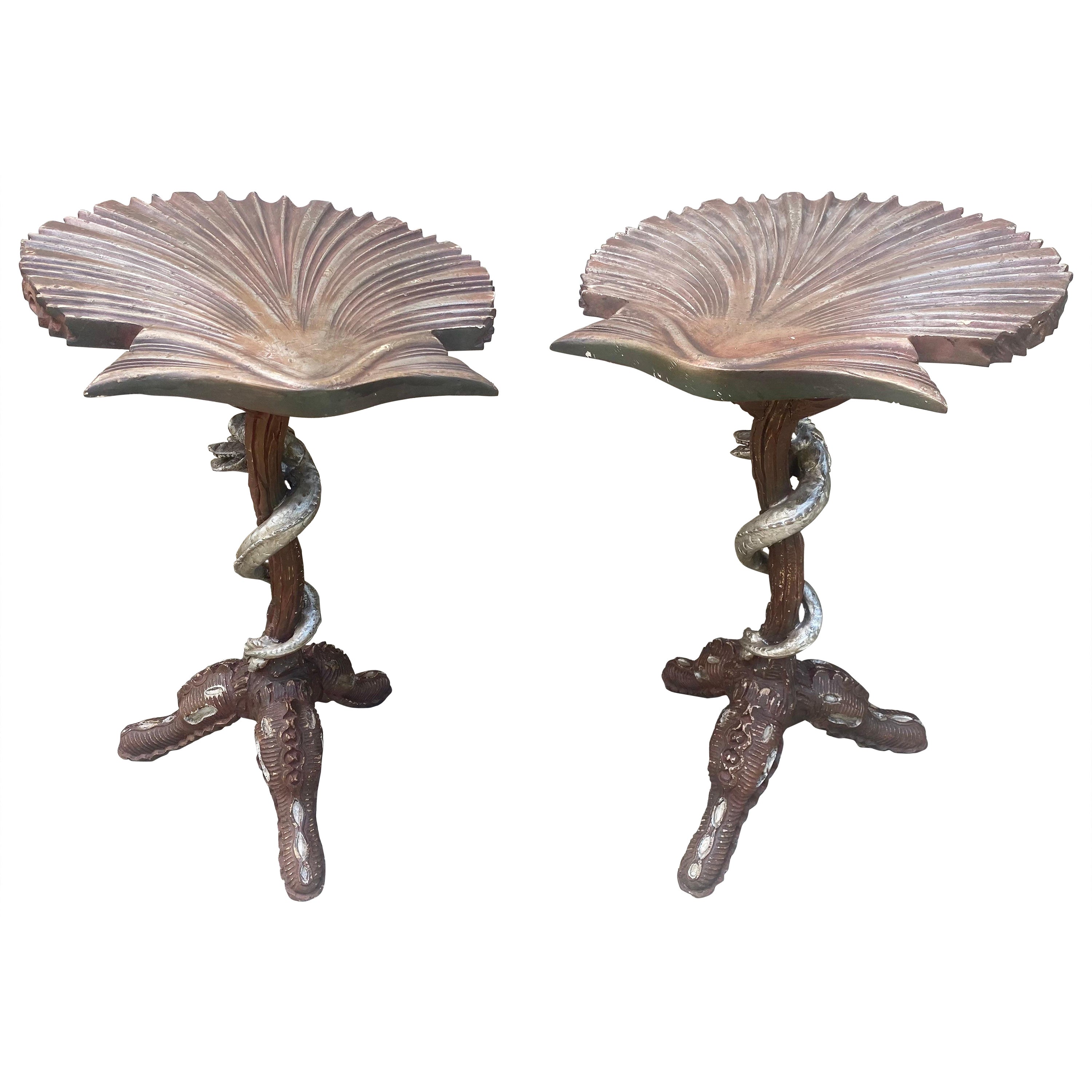 Pair of Venetian Style Grotto Pedestals or Side Tables