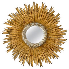 Silver and Gold Giltwood Spanish Starburst Mirror