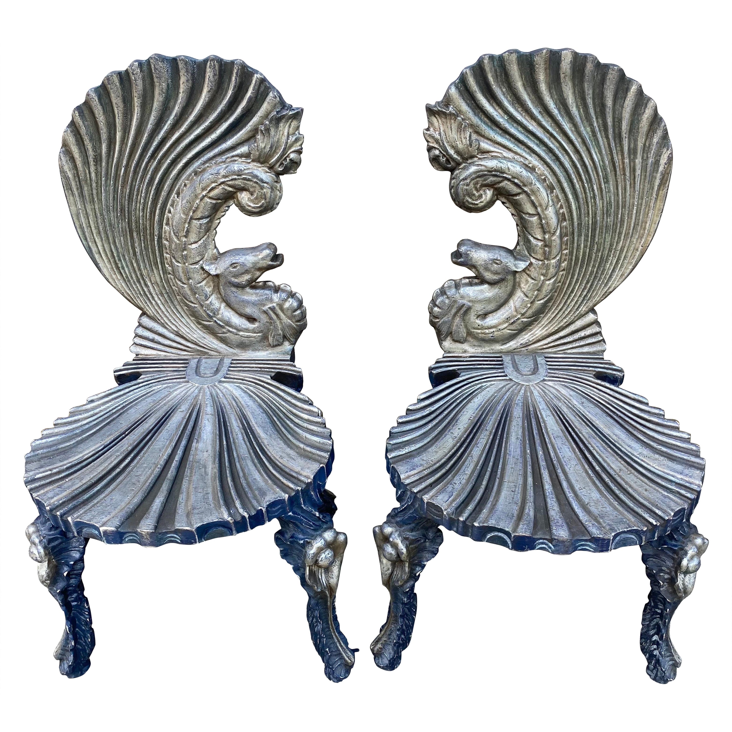 Fantastic Pair of Venetian Grotto Style Side Chairs For Sale