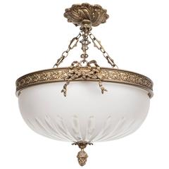 Elegant Hollywood Regency Neoclassical Gilt Bronze and Glass Chandelier Elegant Hollywood Regency Neoclassical Gilt Bronze and Glass Chandelier