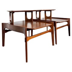 Vintage Mid-Century Modern Set of Walnut Side Table Set, 1960s