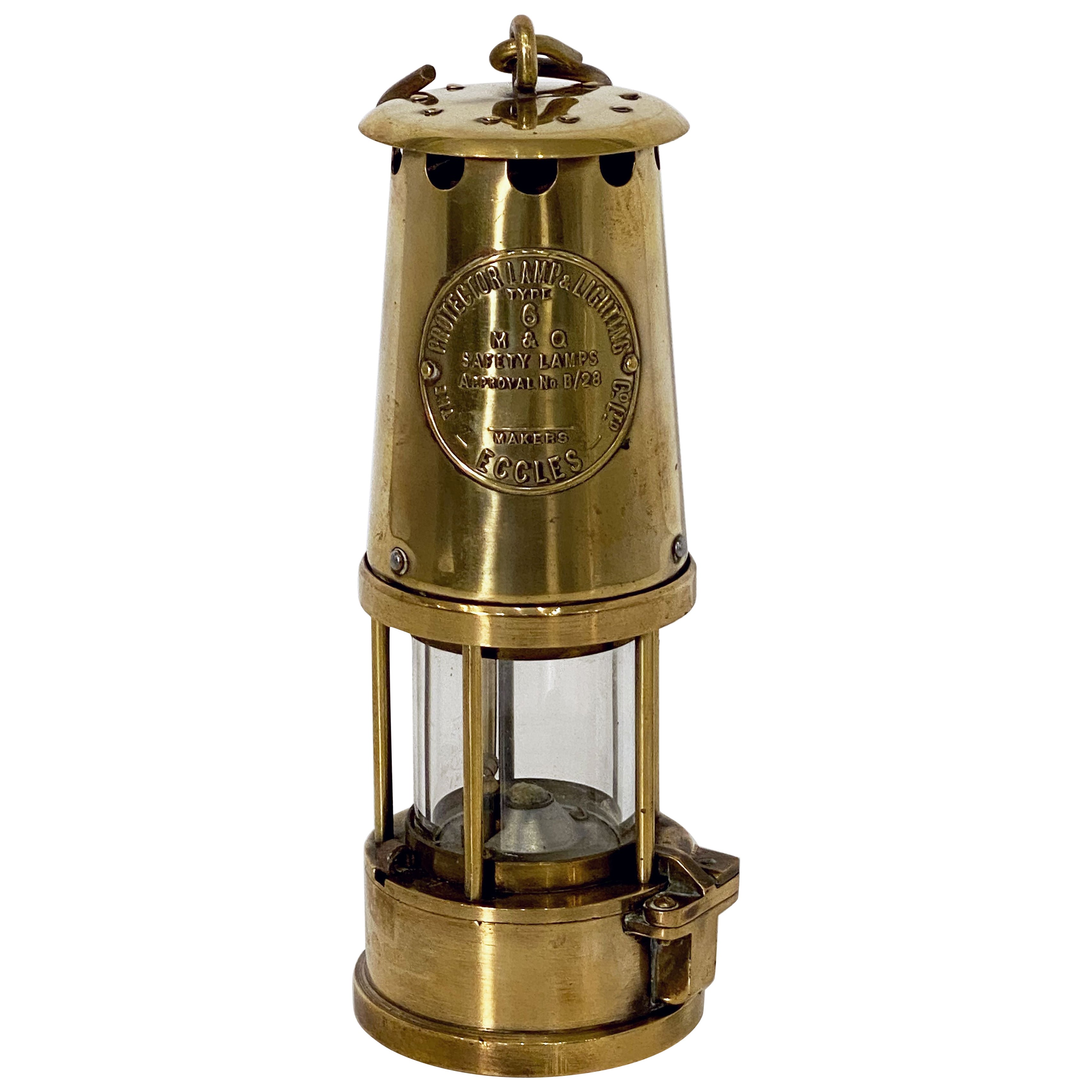 English Coal Miner's Safety Lamp or Inspector's Lantern of Brass