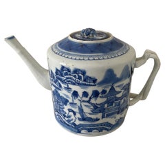 Antique Blue and White Chinese Teapot