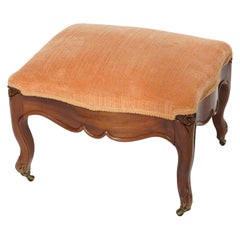 Antique French Louis XIV Style Carved Walnut Footstool, circa 1890