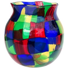 Modigliani Valentina Murano Multi-Color Pezzato Italian Art Glass Flower Vase
