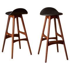 Pair of Rosewood Danish Bar Stools by Erik Buch for Oddense Maskinsnedkeri