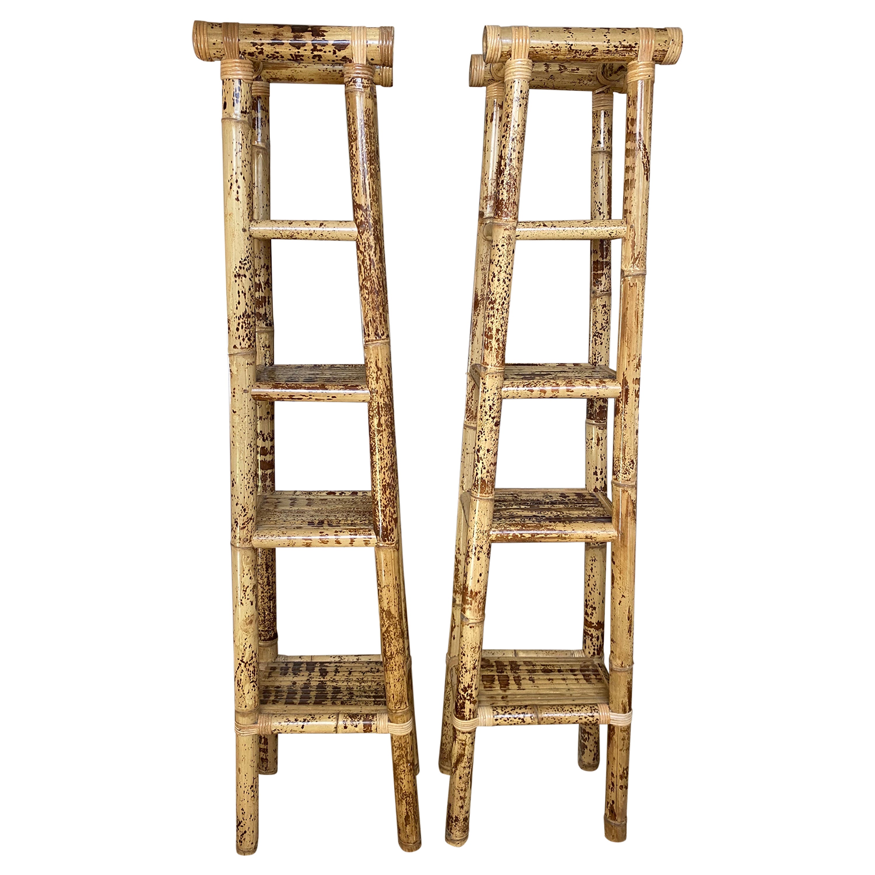 Pair of Anglo-Chinese Bamboo Etageres, 20th Century For Sale