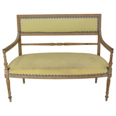 Französische Sofa Banquette im Louis-XVI.-Stil, patiniert, um 1900