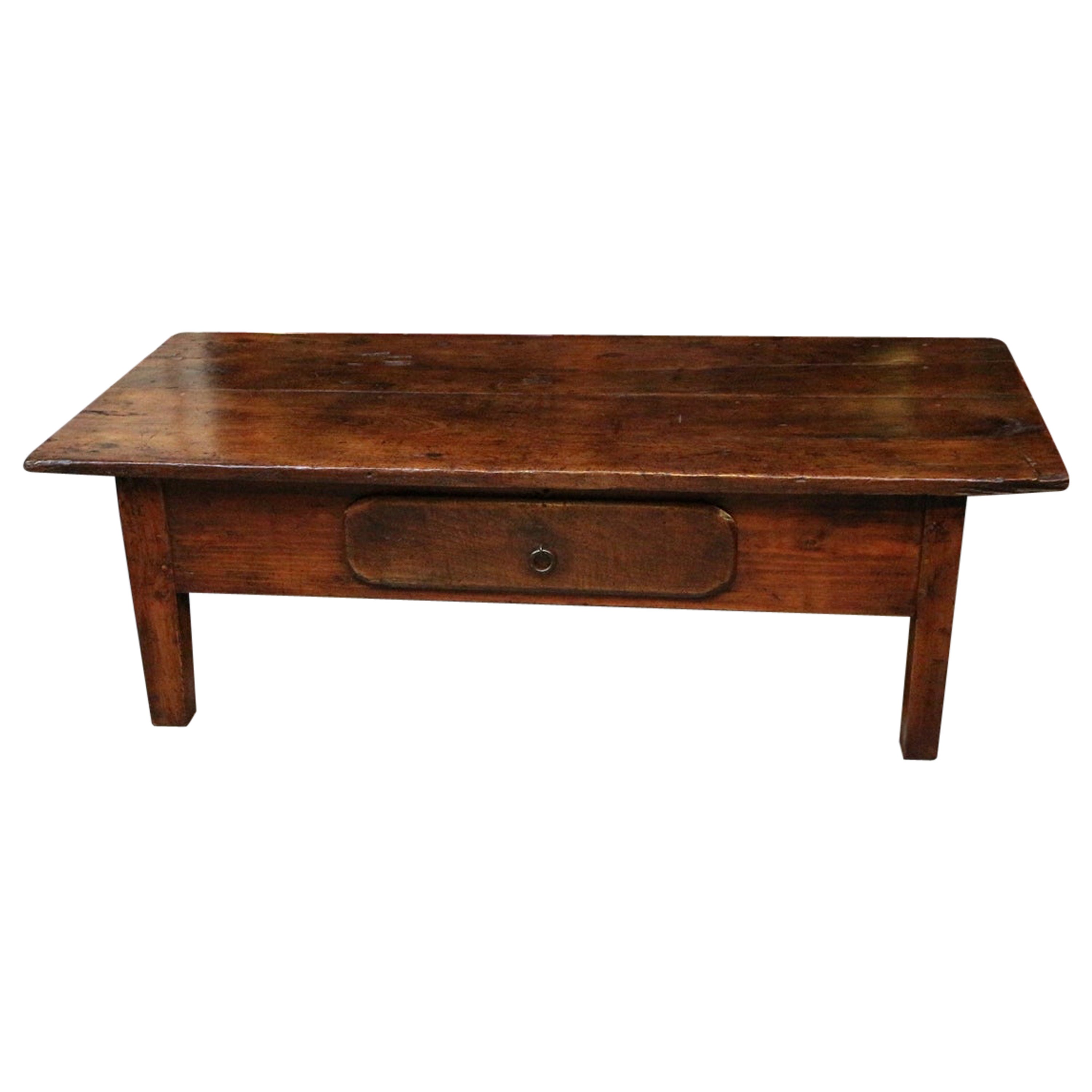 Antique 18th Century Spanish Coffee Table in Solid Chestnut Wood at 1stDibs