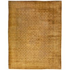 Tapis indien ancien en laine Agra brun clair fait à la main avec motif sur toute sa surface