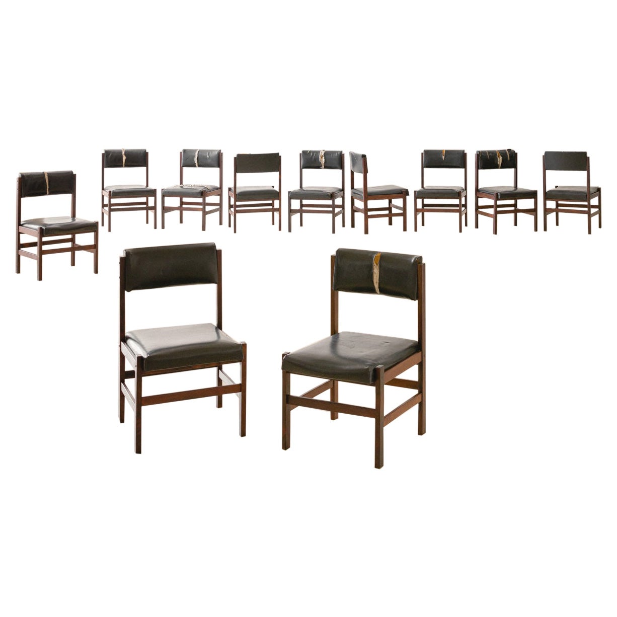 Set von 11 Esszimmerstühlen aus Palisanderholz, brasilianisches Midcentury-Design, 1960er Jahre