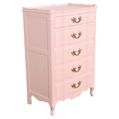 Vintage John Widdicomb French Provincial Louis XV Pink Lacquered Highboy Dresser