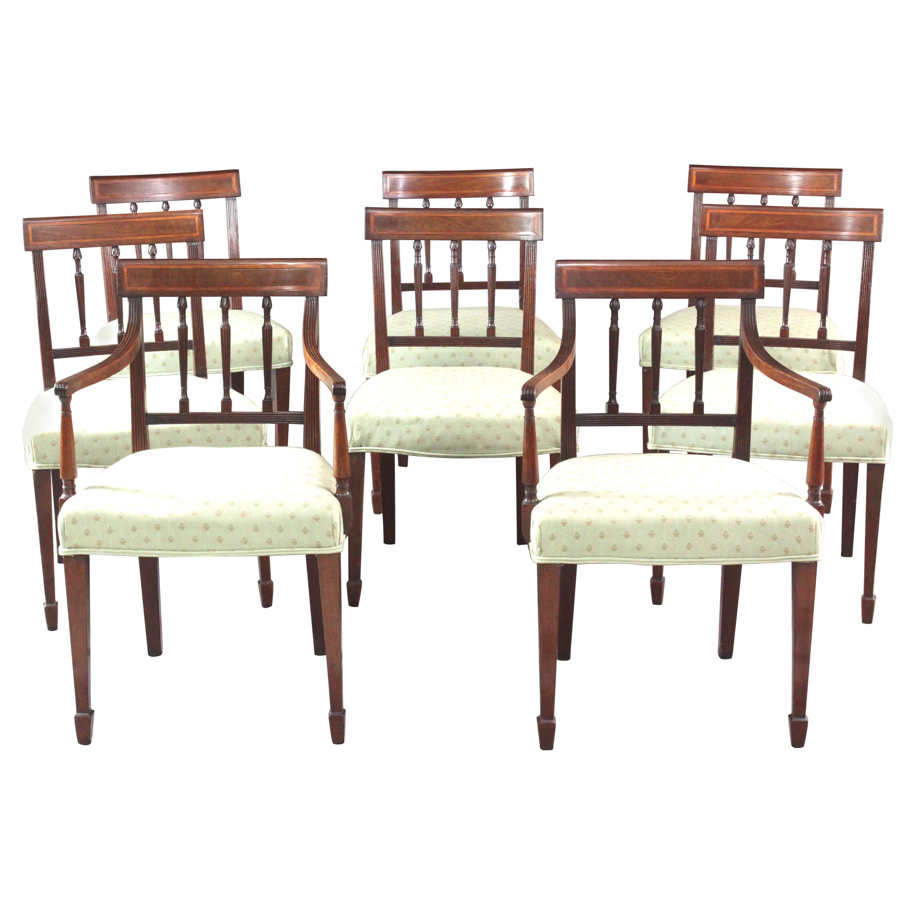 Georgian Set of Eight Sheraton Mahogany Dining Chairs