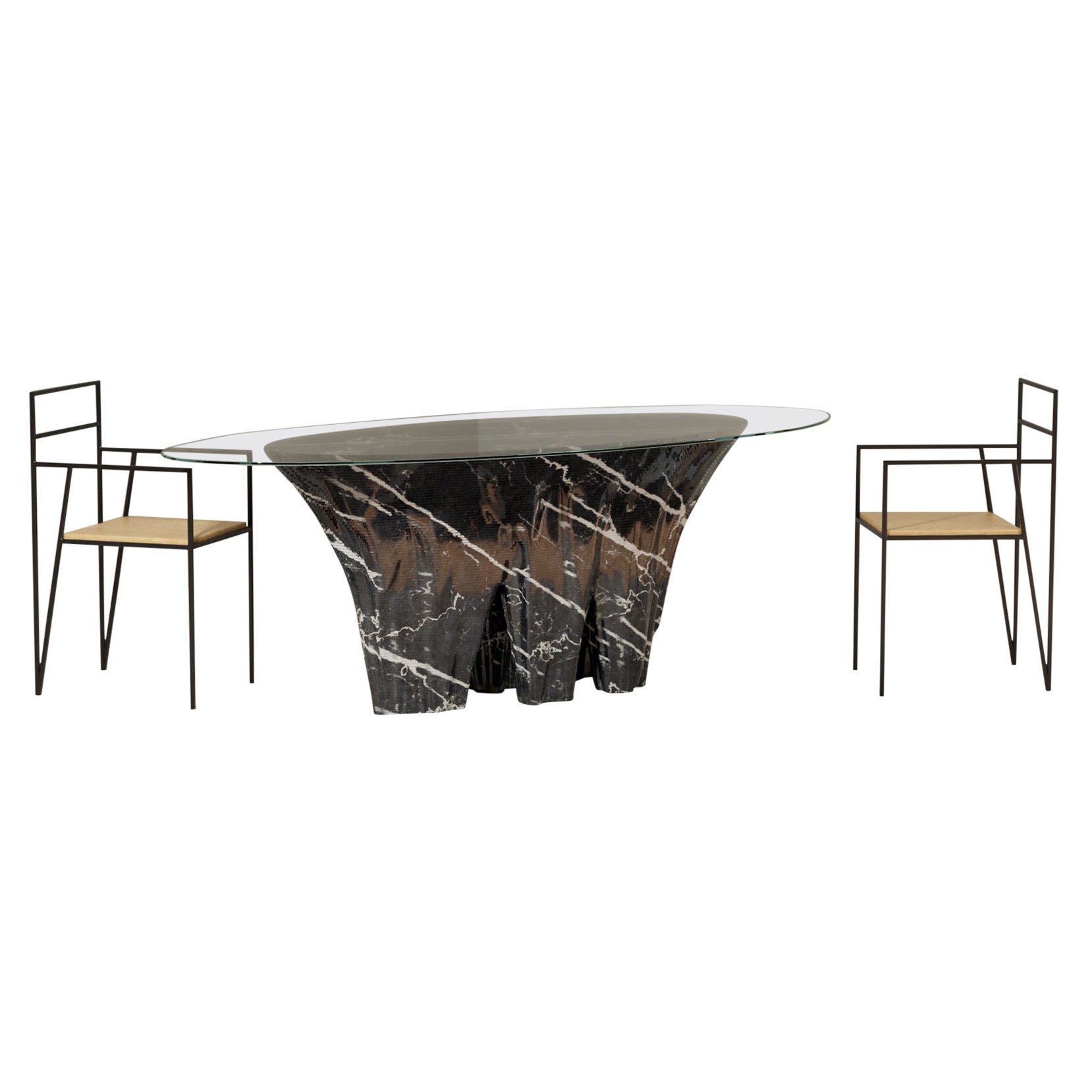 Modern Black Italian Marble Dining Table, Bespoke Design