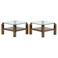 Pair Belgochrom Gold Plated Two Tier Side Tables