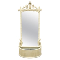 Gampel Stoll Hollywood Regency Pineapple Faux Bamboo Tall Large Hall Mirror