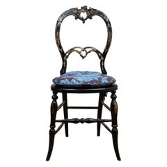 Rococo Style Mother-of-pearl Inlaid Ebonized Chair