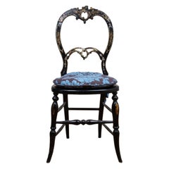 Rococo Style Mother-of-pearl Inlaid Ebonized Chair