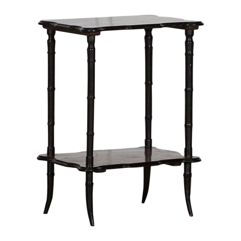 19th C English Rosewood Chinoiserie Two Tier Side Table For Sale
