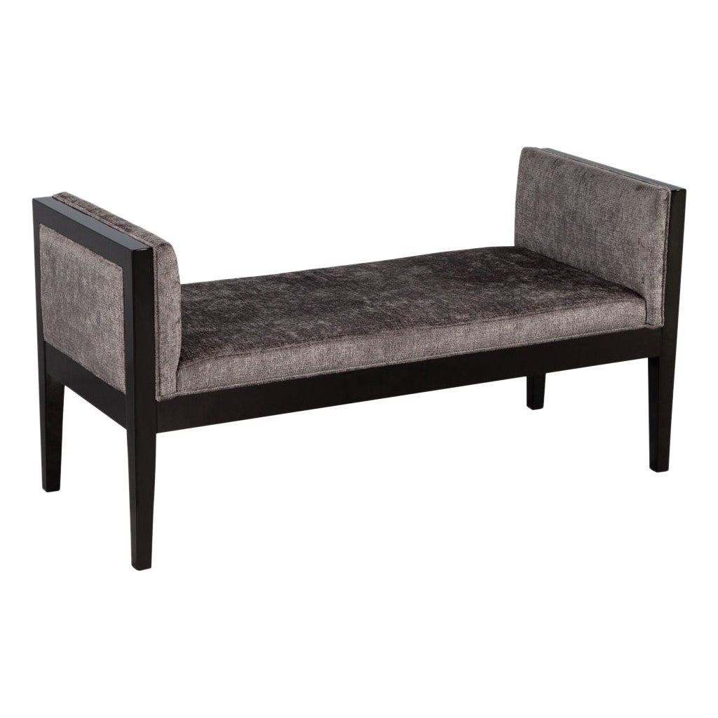 Custom Modern Black Lacquered Bench For Sale