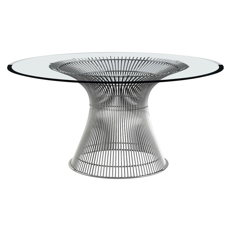 Warren Platner for Knoll Mid-Century Glass Top Nickel Dining Table