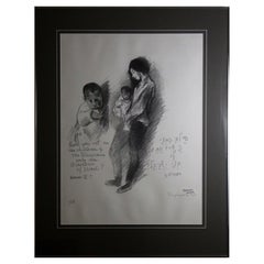 Raphael Soyer Woman and Child 1969 Litografia moderna su carta 114/125 con cornice