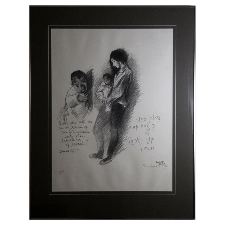 Raphael Soyer Woman and Child 1969 Modern Lithograph on Paper 114/125 Framed For Sale