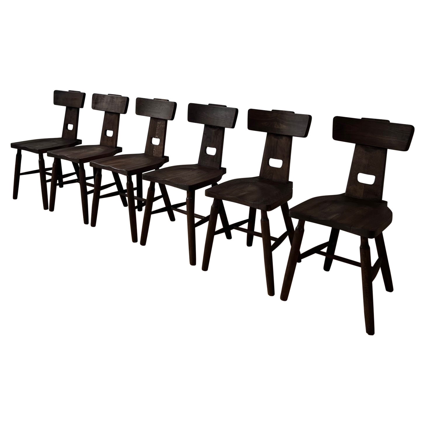 Ensemble de six chaises de salle à manger du milieu du siècle dernier en vente