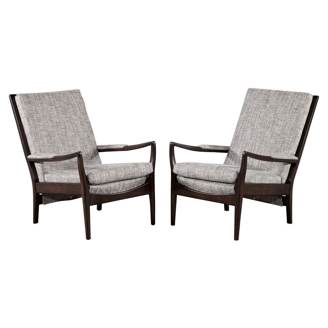 Pair of Mid-Century Modern Walnut Lounge Chairs
