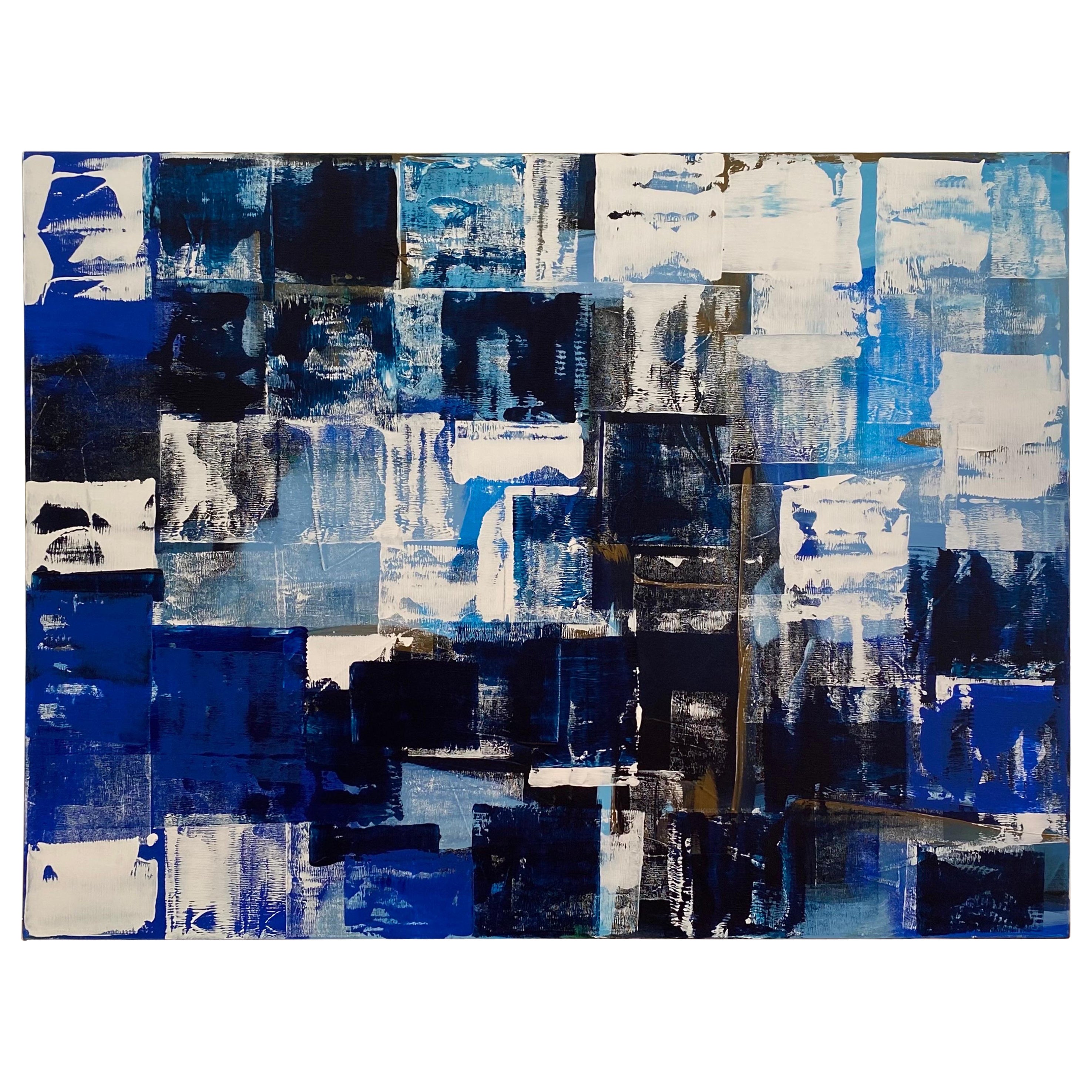 Grande peinture abstraite bleue intitulée « Mykos » de Rebecca Ruoff, 2021