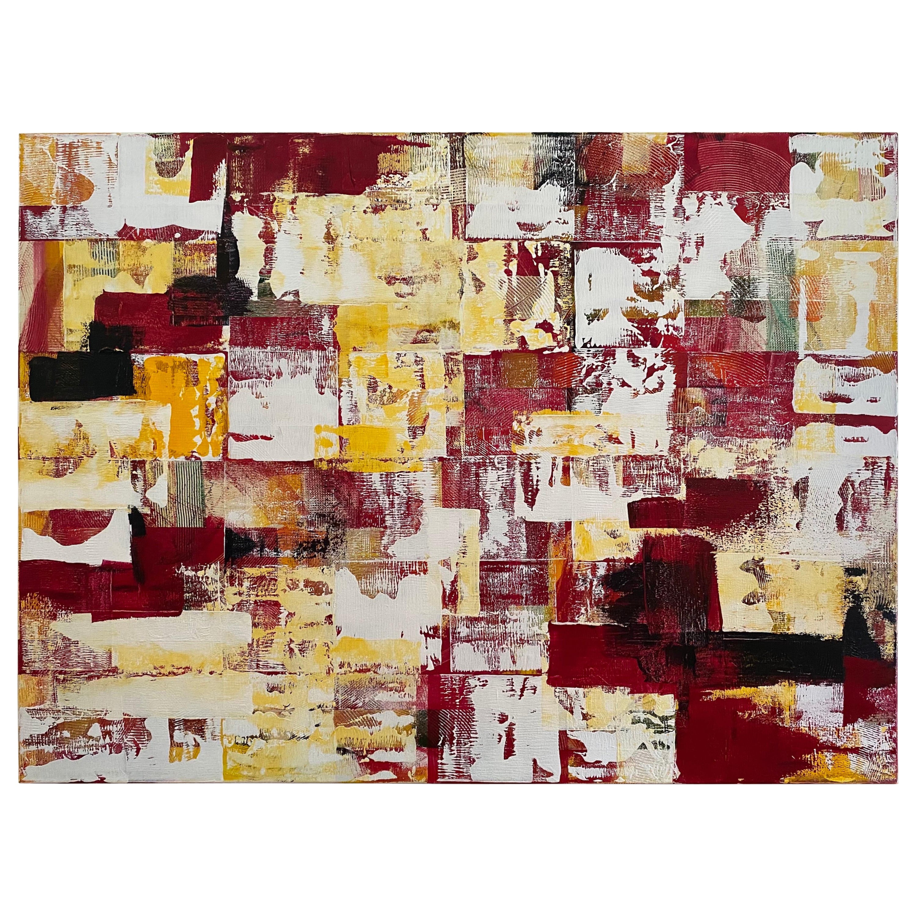 Großes abstraktes rot-gelbes Gemälde mit dem Titel „Geranium“ von Rebecca Ruoff, 2021