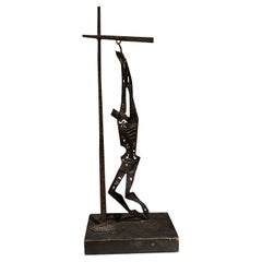 1970s Tortured Metal Sculpture Savior of Auschwitz by Emaus Mexico