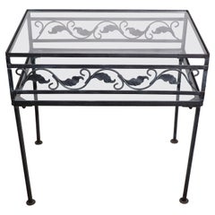 Wrought Iron and Glass Two Tier Garden Patio Table by Meadowcraft