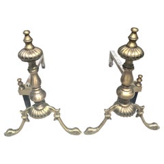 Early 20th Century New Classical Brass and Iron Andirons, a Pair