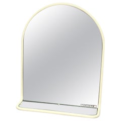 French Postmodern Round Arch Wall Mirror with Shelf by DecoTec, Ivory.